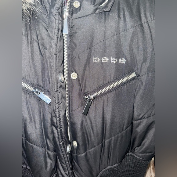BEBE snatched lace up stretchy elastic puffer bubble cropped jacket - Picture 3 of 6